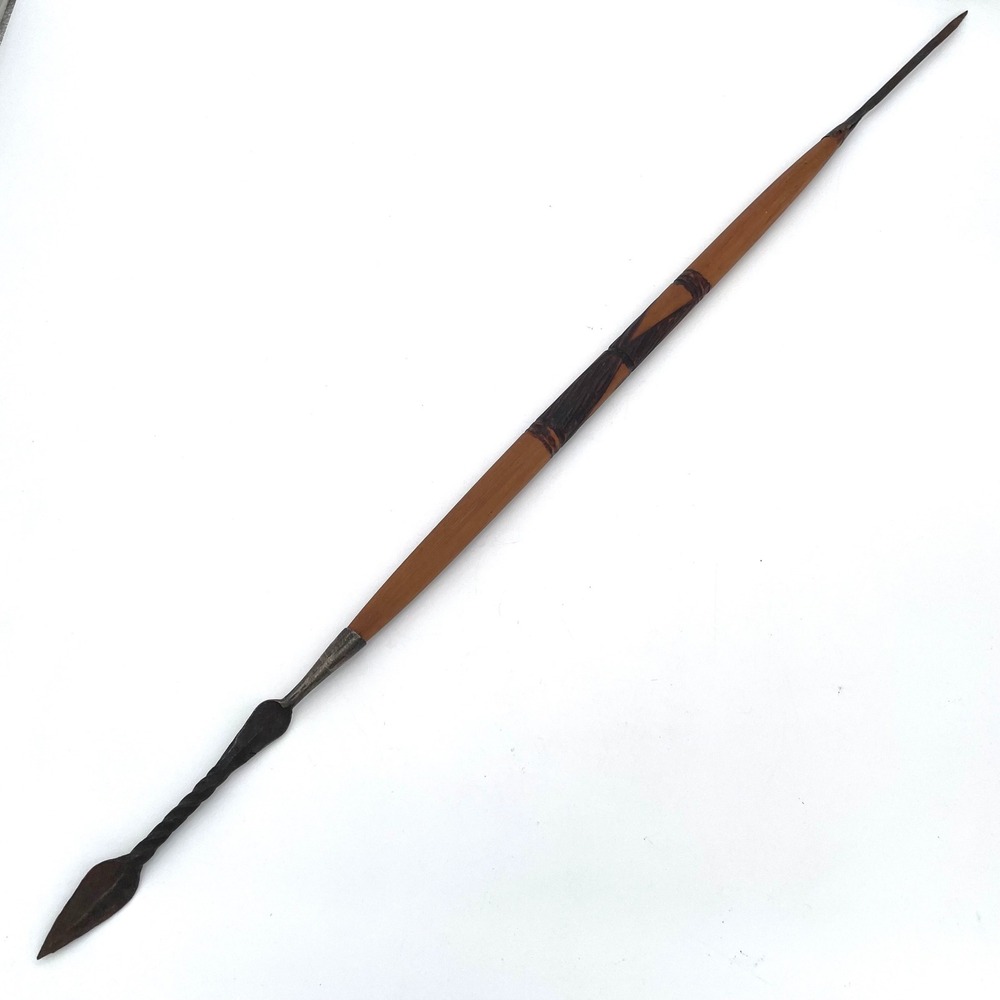 Unbranded Spear Wood Unisex OS Brown Good Vintage Handmade Tribal Iron Spike